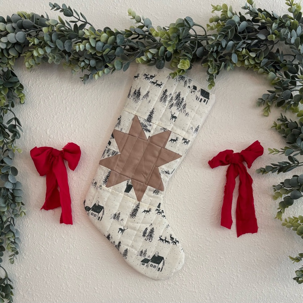 Festive Quilted Holiday Stocking with Star Design